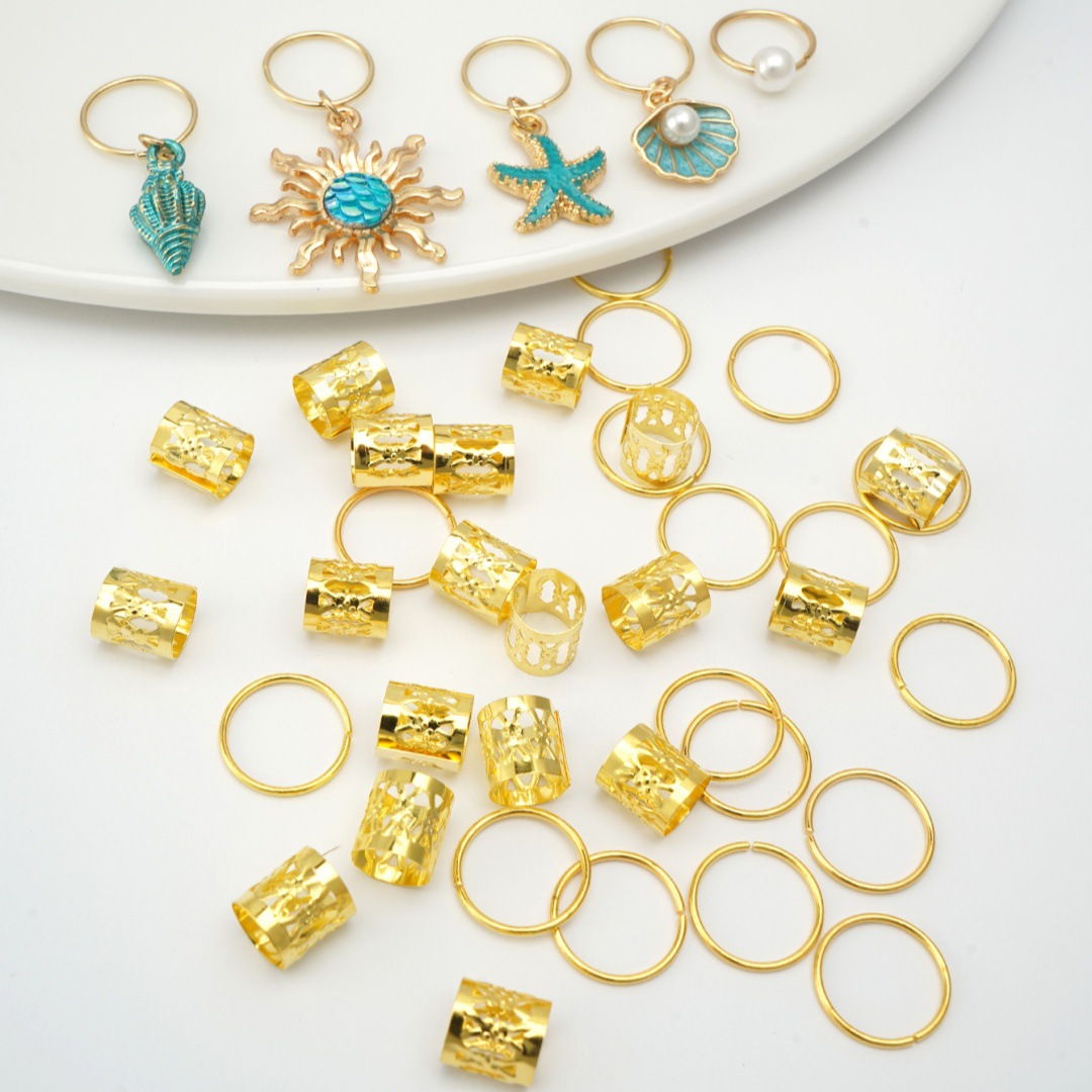45pcs barroco estrella de mar elemento trenzado sucio accesorios para el cabello verano joyería para el cabello baile y fiesta festival de música anillo para el cabello