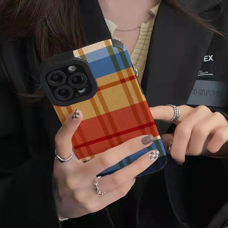 Korean Style Checkered Phone Case For Apple Iphone Multi-colour_voghion.com