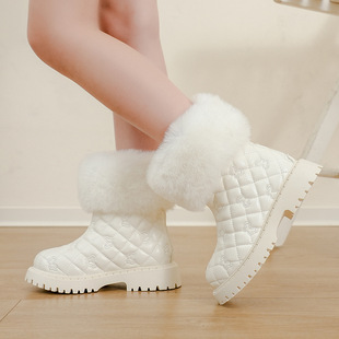 Girls' Boots Winter 2025 New Velvet Warm Kidsren's Snow Boots Medium and Large Kidsren's Girls Princess Short Boots Cotton Boots