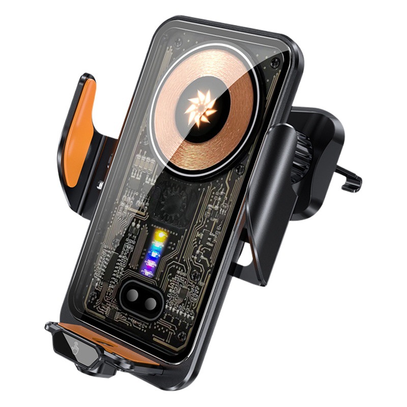 Soporte para teléfono móvil de coche de carga súper rápida nuevo cargador inalámbrico magnético transparente navegación marco de soporte fijo transfronterizo