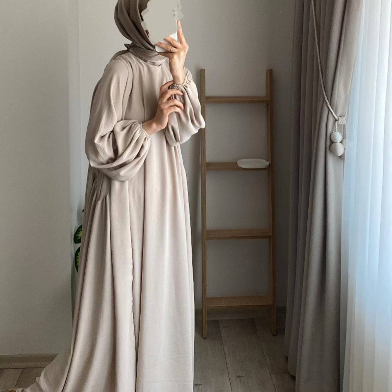 エキゾチックなムスリム女性の無地エレガントでファッショナブルな大きいサイズのロングスタイルのゆったりとしたロングスカートプルオーバードレス新しいスタイル|undefined