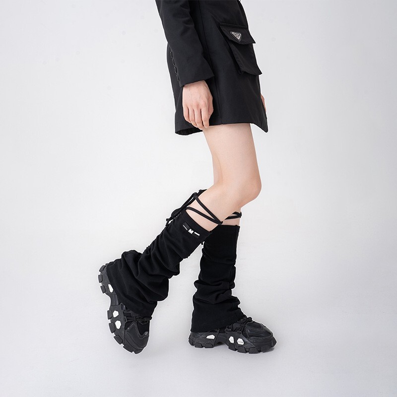 Spring and Summer Thin Y2K Style Drawstring Socks, Breathable Slimming Functional Style Flared Japanese-Style Leg Warmers