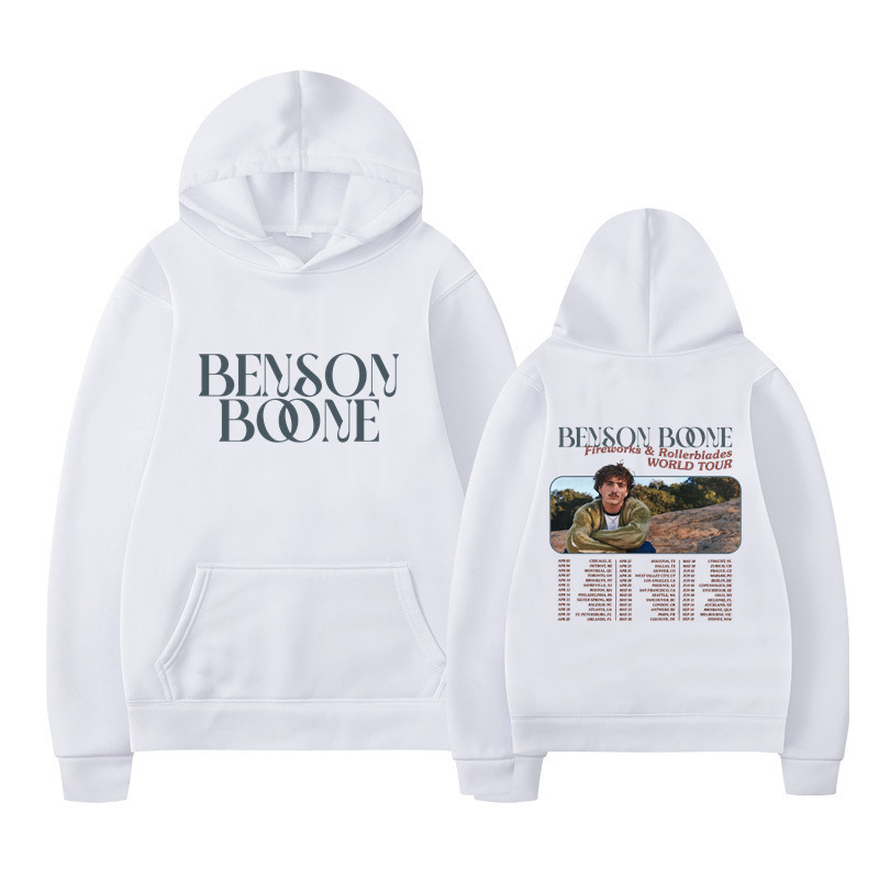 Benson Boone Hooded Sports Sweatshirt Fireworks and Roller Skating Hooded Spring Street World Tour