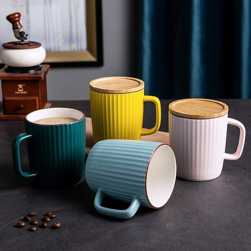 Mug with lid Nordic ins ceramic water cup home creative simple large capacity drinking cup manufacturer wholesale