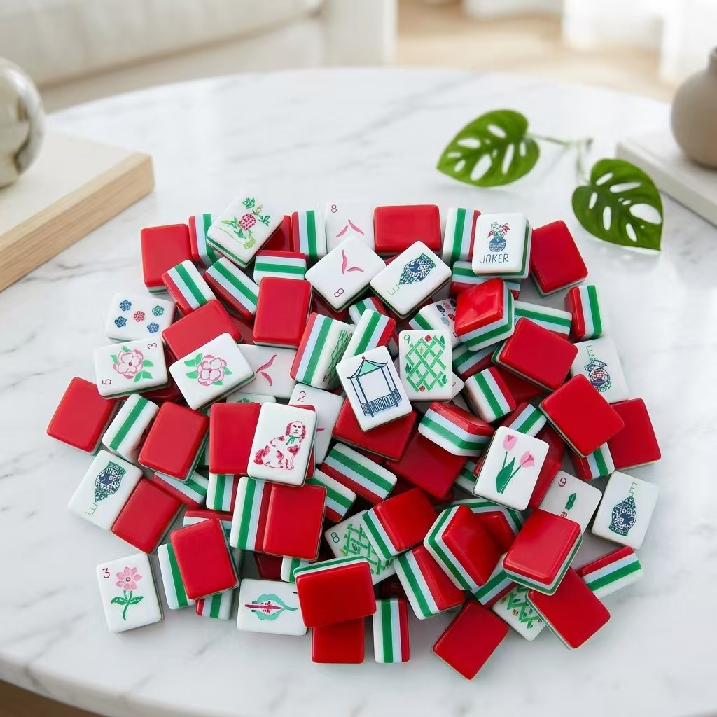 American-Style No. 32 Red Puppy Modern Luxury Four-Layer Acrylic American Mahjong Set Directly from the Manufacturer