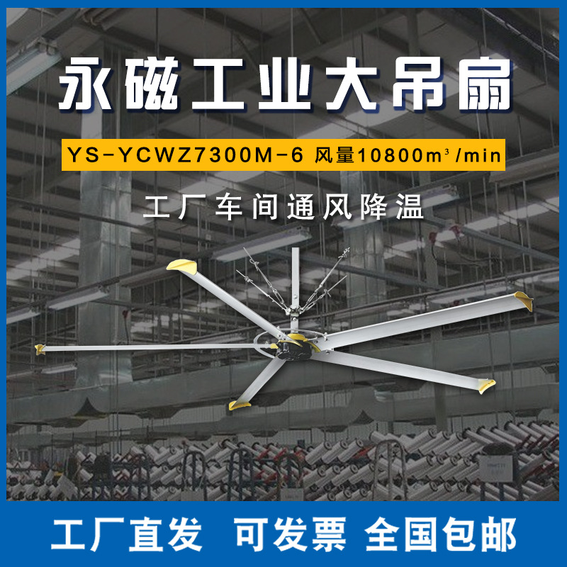 工业大吊扇6.2米大直径车间仓库蓝球馆通风降温永磁调速大型风扇