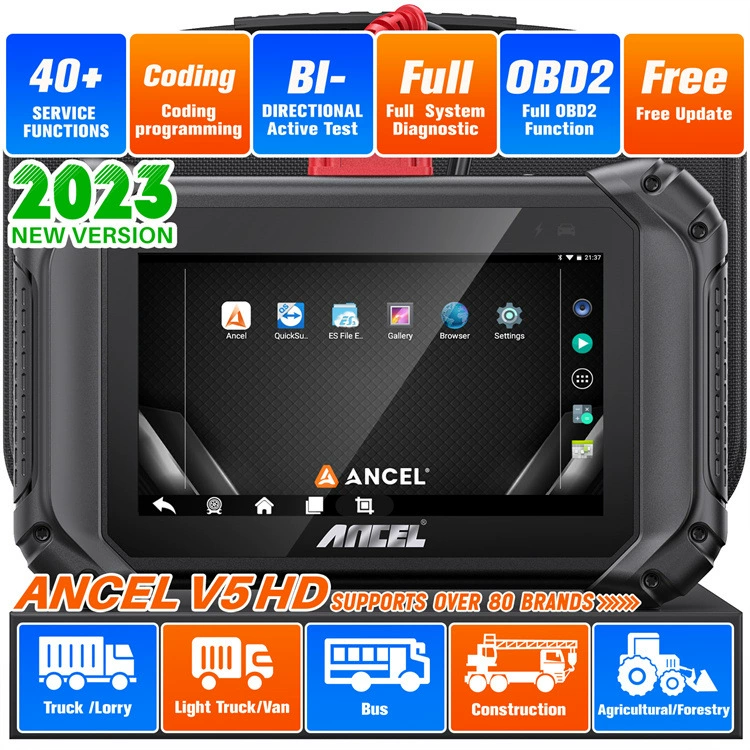 ANCEL V5 HD дизельный грузовик детектор дизельный OBD диагностический инструмент грузовик сканер зарубежная версия
