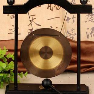 Bracket Copper Wind Chime Ornaments Double Dragon Longevity Gong Antique Home Decoration Crafts Twelve Zodiac Musical Instruments Gong