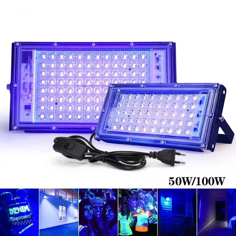 European and American Standard Switch Plug Cord Fluorescent Stage Light Led Floodlight 395Nm Ultraviolet Uv Floodlight