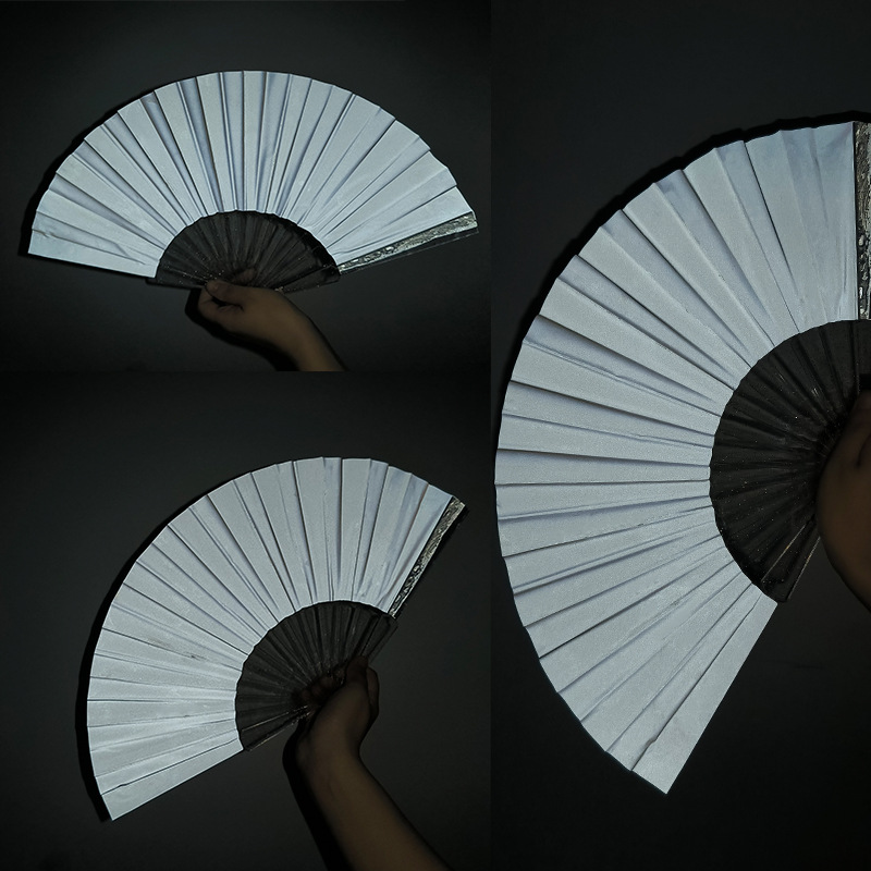 Bar transfronterizo bungee láser ventilador de tela reflectante polvo brillante ventilador de fractura de plástico transparente puede agregar diseño de impresión