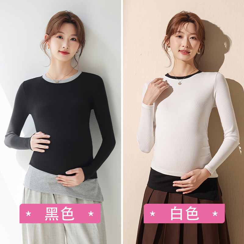 【一件代发】孕妇打底衫外穿长袖上衣怀孕期内搭t恤秋孕期秋衣672|undefined