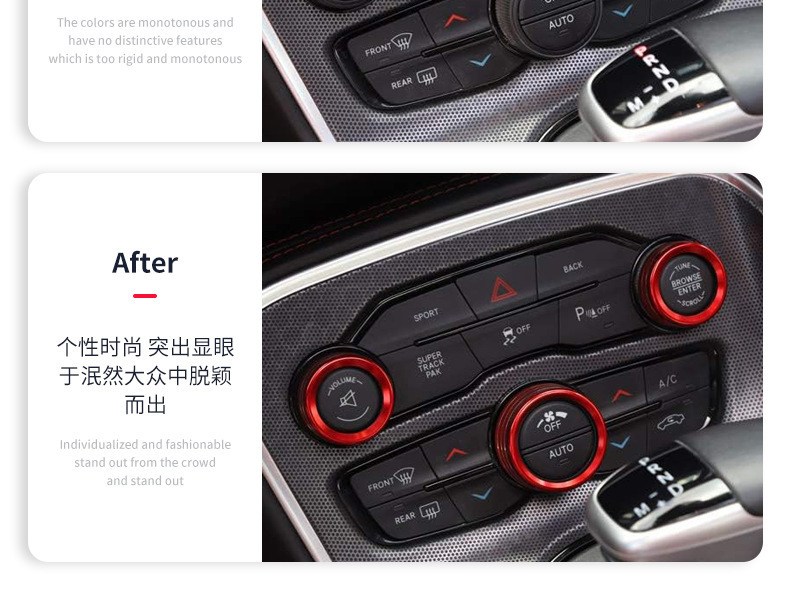 Suitable for 15-20 Dodge Durango Challenger Car Central Air Conditioning Knob Ring Decorative Ring Interior