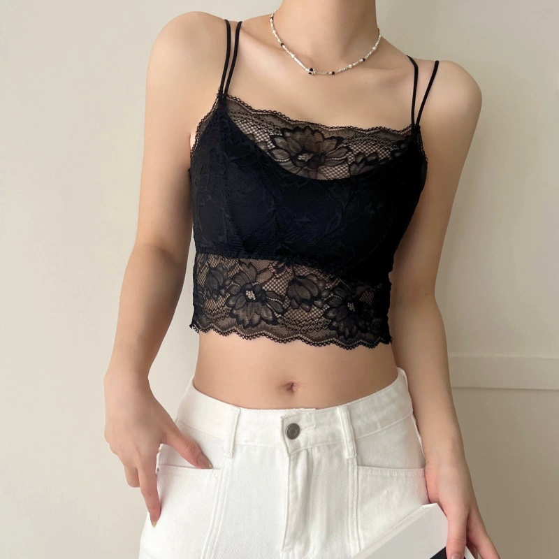 Lace tube top, underwear, protective underware, supporting wireless bra, thin top with cups