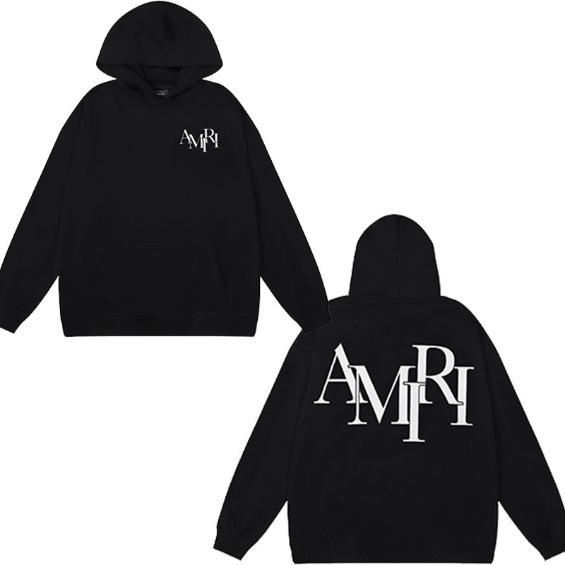 アメリカンストリート Amiri ニッチハイストリート男性と女性のカップルソリッドカラーコットンプリントプルオーバースウェットシャツレトロパーカー|undefined