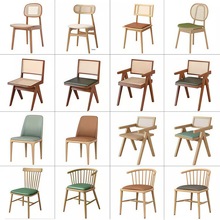 主题酒店西餐厅实木椅商用奶茶店咖啡厅小吃店食堂火锅店实木餐椅