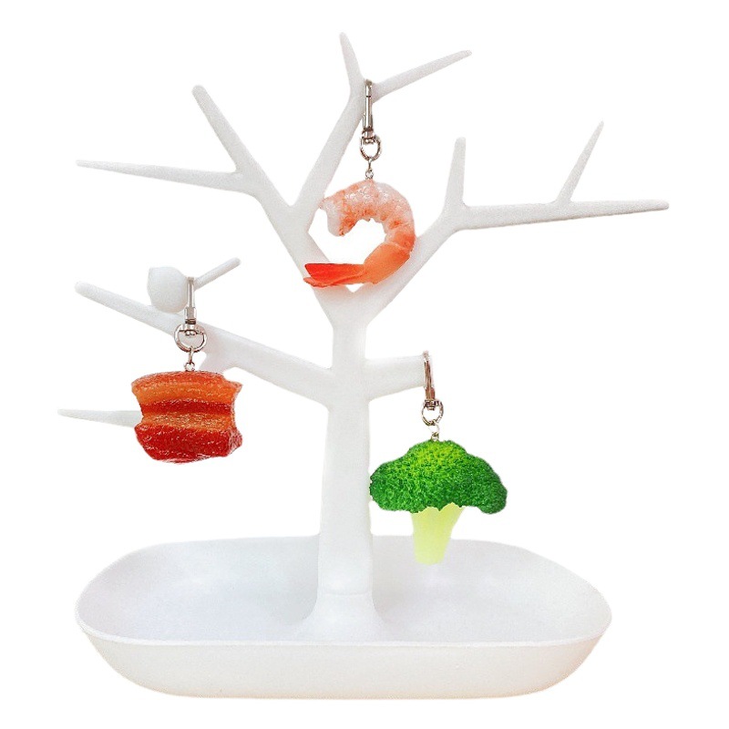 Pvc赤身肉のキーホルダーは食べ物のストラップをシミュレートしてアクセサリーを組み立てる学生の赤いカバンのアイデアモデルの生礼をつけます。