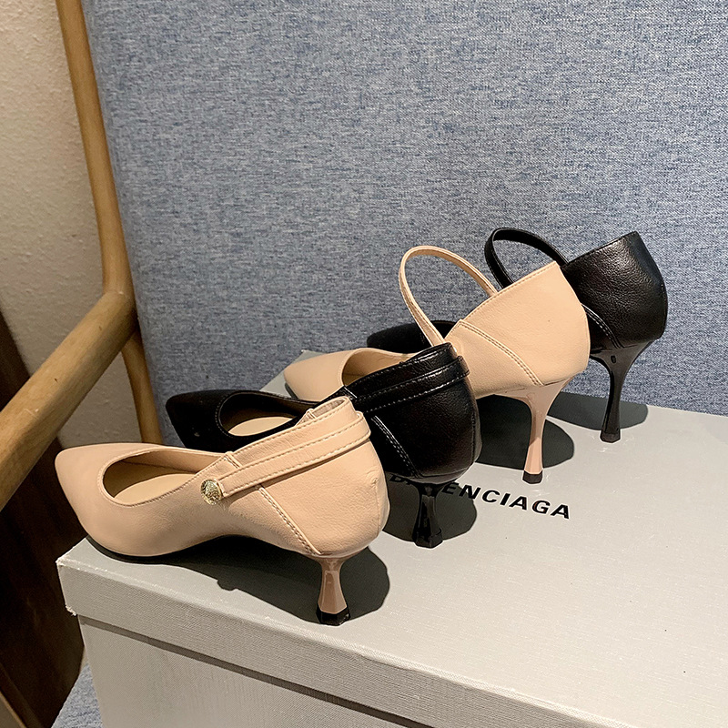 High Heels, Low Heels, 3cm Soft Leather, Three-Way Wear, Large Size 41-43 Professional Work Shoes, Women's Small Size 313233