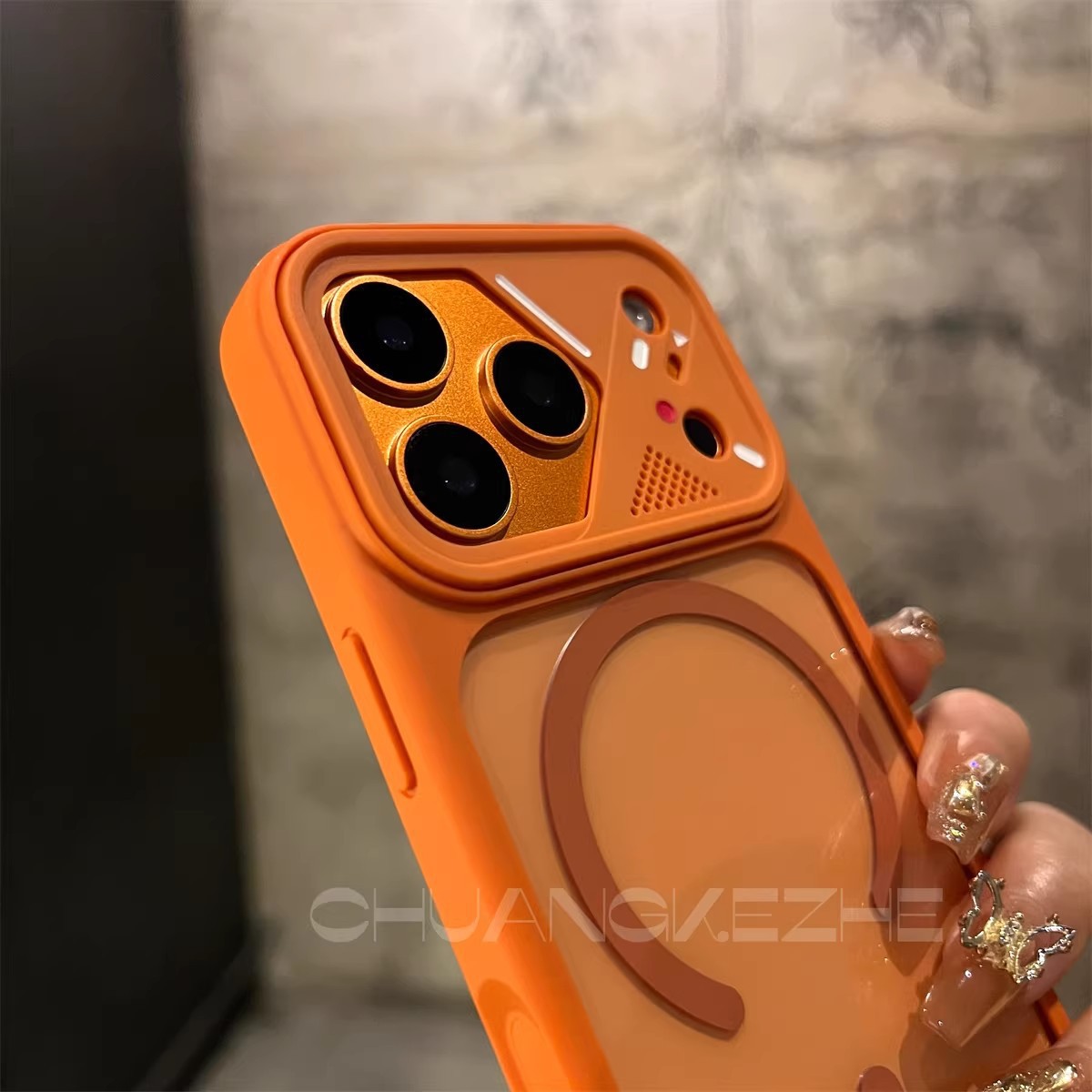 Lentes irregulares creativas para iPhone17Promax caso de teléfono alta permeabilidad succión magnética manzana16 cubierta 15