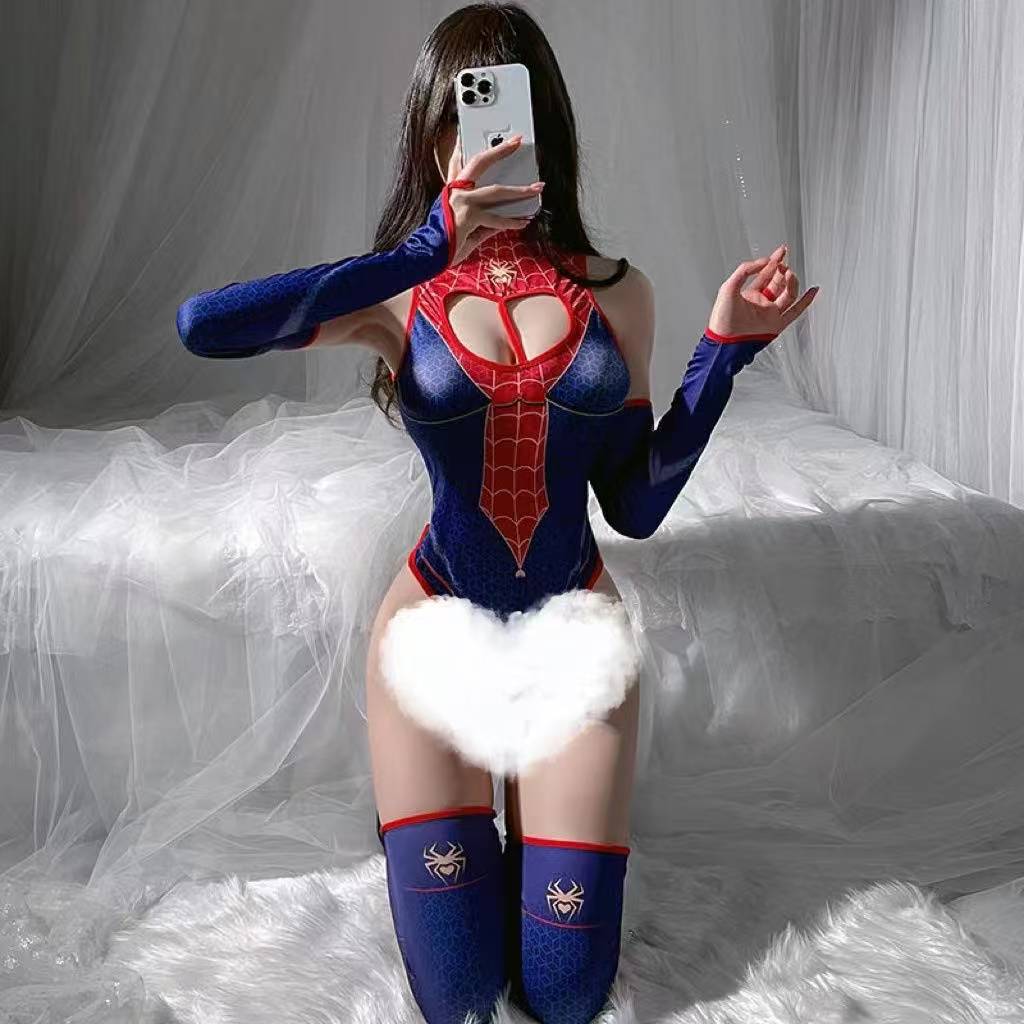 Dulce Spider-Man medias Cosplay mono uniforme juego de rol Delgado adelgazante pijamas de mujer sexy