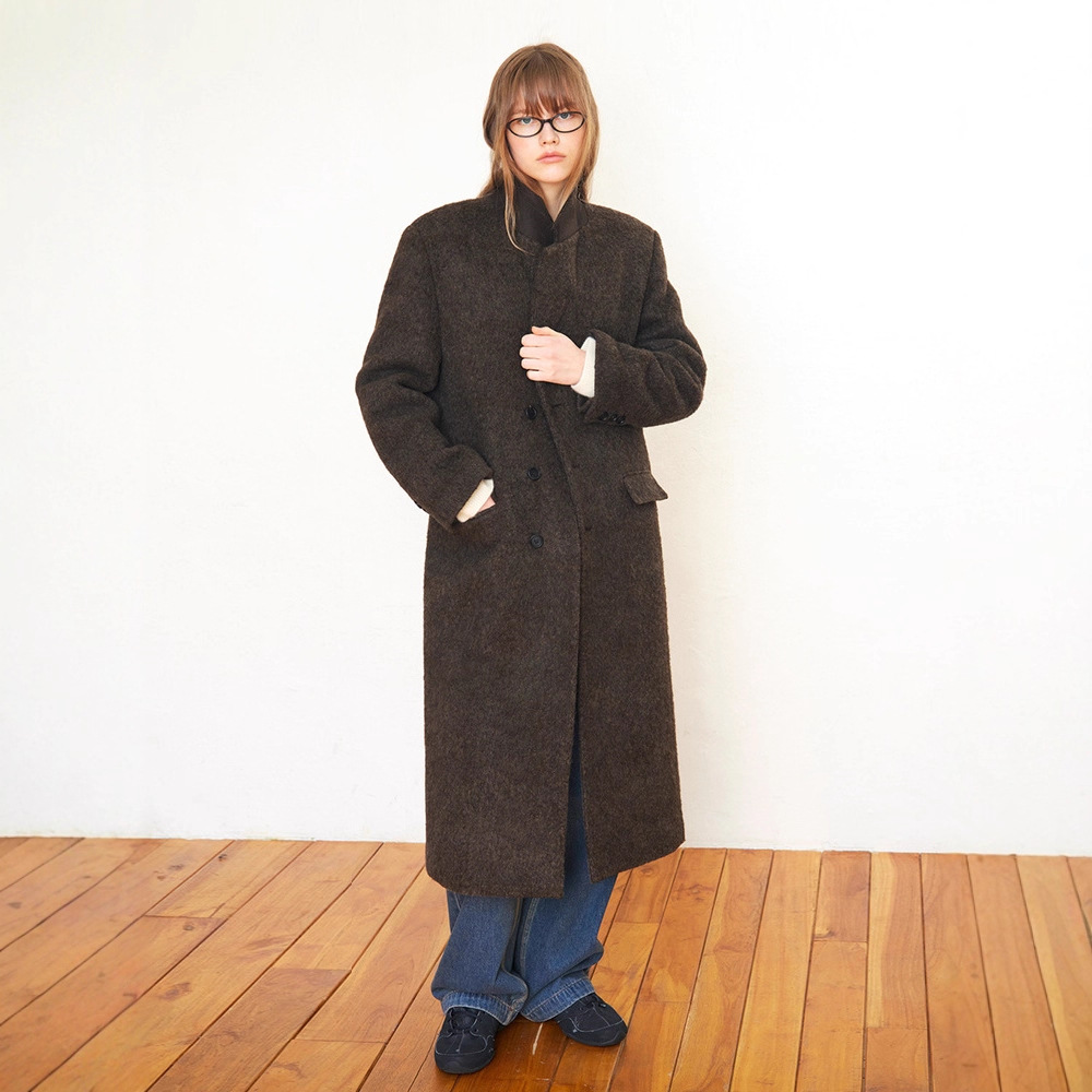 Low Classic Pure Color Elegant Suit Collar Woolen Outwear Autumn and Winter New Korean Style High-End Long Outwear