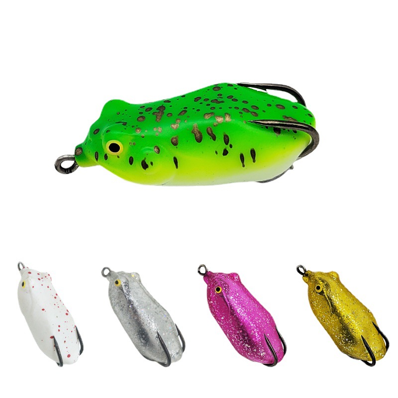 Doble gancho trueno rana trueno cebo fuerte pesca de agua dulce pescado negro lua cebo falso biónico rana cebo suave trueno rana cebo falso 6cm13.5g