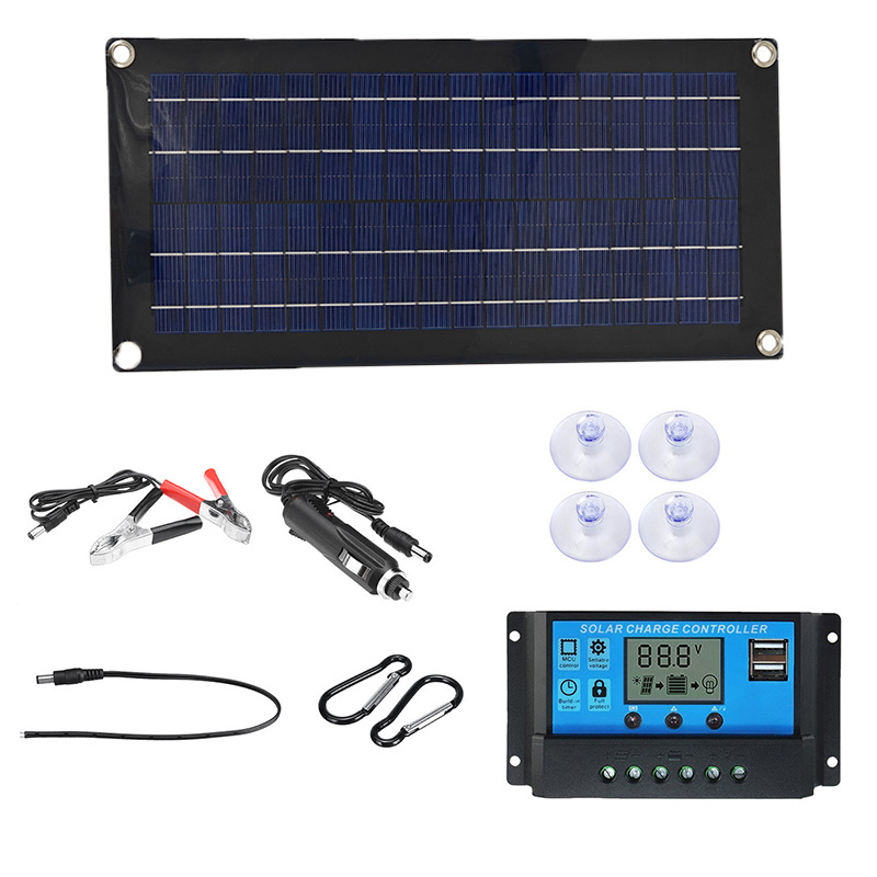 10W多晶半柔性太阳能板 户外便携手机充电器套件适用于汽车船房车