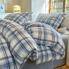 Japanese Minimalist MUJI Style 100% Cotton Washed Cotton Quilt Set with Pure Cotton Sheet and Duvet Cover Bedding Set of Three Items, Home Textiles Dropshipping