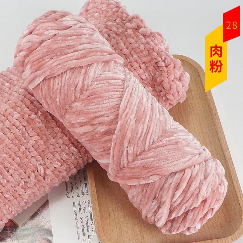 Chenille terciopelo de oro bola de lana de espesor medio de luz multicolor de terciopelo brillante DIY tejido zapatillas crochet al por mayor