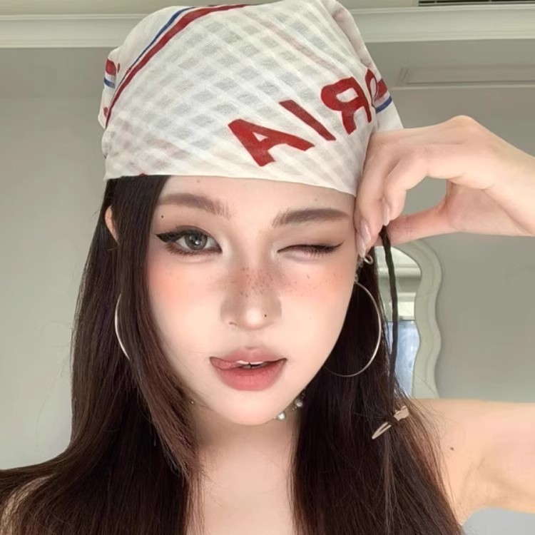 美式y2k千禧辣妹包头头巾嘻哈街头潮酷方巾春夏新款薄款纯棉发带|undefined