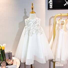 亚马逊儿童礼服小花童婚礼连衣裙速卖通蓬蓬公主裙周岁生日演出服