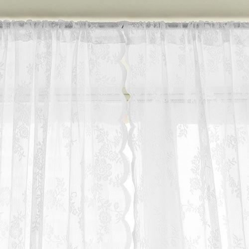 Amazon hole-free lace curtains finished rod European and American pastoral white gauze curtains door curtains bedroom bay window curtains