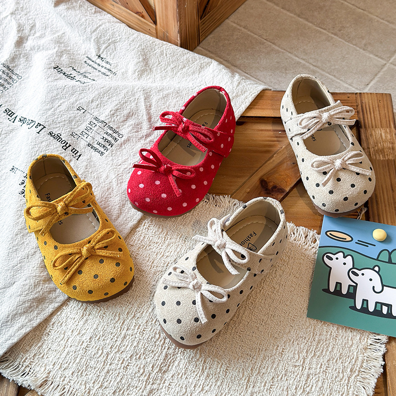 Children's Leather Shoes Polka Dot Spring Autumn Trendy Mary Jane Baby Princess Single Shoes Girls Shallow Mouth_voghion.com
