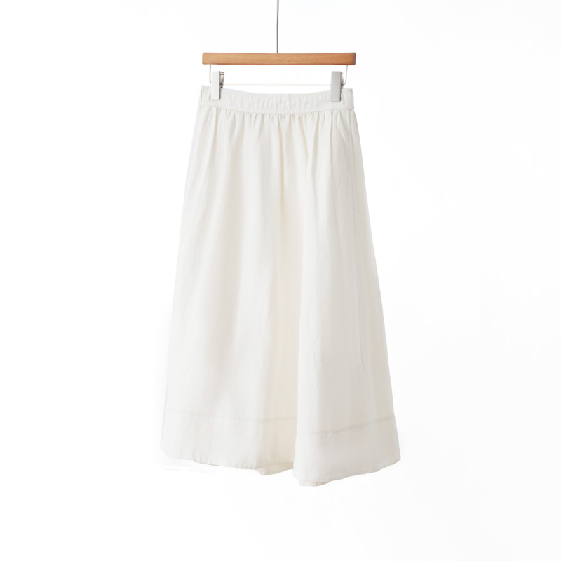 Real Z~Y Material! Natural Silk + Rain Dew Linen! Loose A-Line Half-Elastic Waist White Long Skirt for Spring and Summer Real Z~Y Material! Natural Silk + Rain Dew Linen! Loose A-Line Half-Elastic Waist White Long Skirt for Spring and Summer