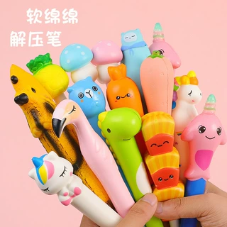 可爱卡通解压笔捏捏乐中性笔小学生儿童创意文具软绵绵减压笔批发