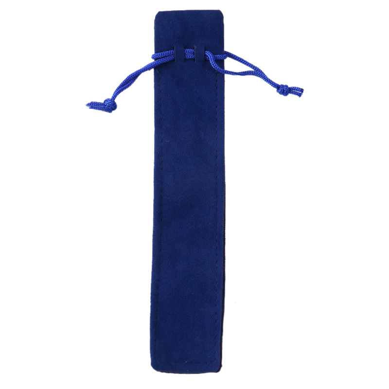 En stock caja de lápices de franela multicolor engrosada de dos lados bolsa de embalaje de la pluma de cristal con cordón bolsa de regalo de la pluma impresa LOGO