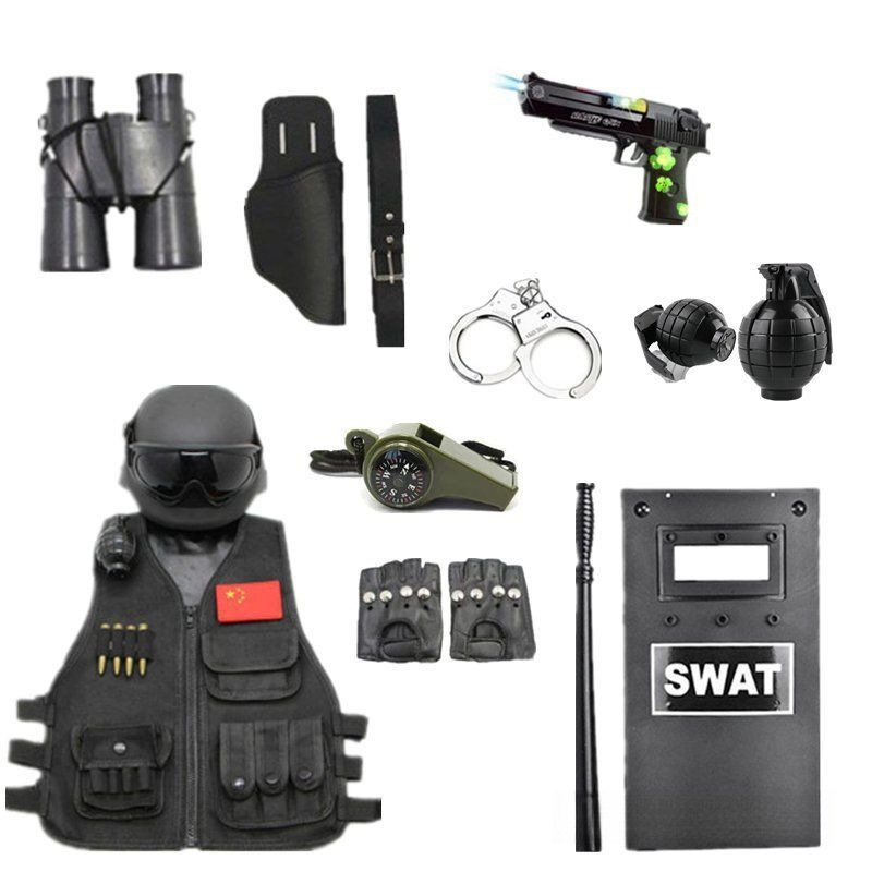 子供用電動音光玩具銃小特警装少年戦術ヘルメット馬甲盾赤ちゃんピストル道具|undefined