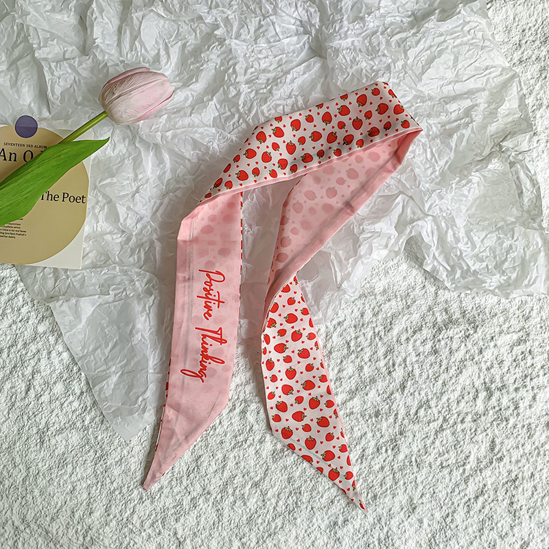 Bufanda de seda, banda larga, sensación de alta calidad, nuevo estilo, cuello, bufanda pequeña, serie de frutas, pañuelo para el cabello, cinta para el cabello