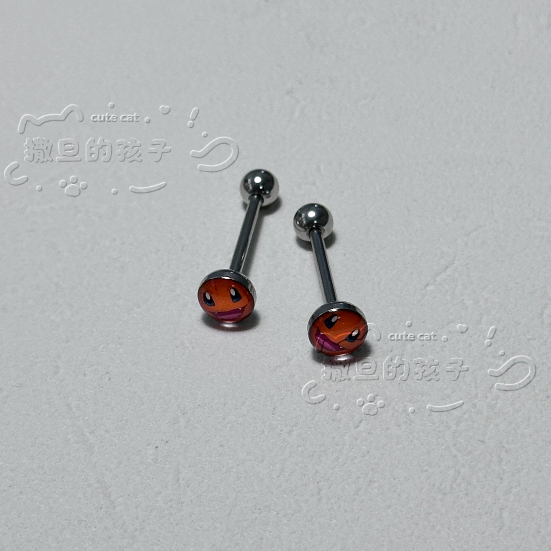 Satan's Child Pokemon Charmander Tongue Nail Drinkable Cute Piercing Jewelry New 2025 Summer 316L Surgical Steel detail image 3