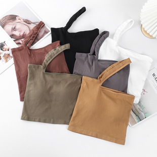 Summer New Irregular Shoulder Vest Women's Comfortable Chest Pad Integrated Beautiful Back Inner Wearing Outer Strap Underwear