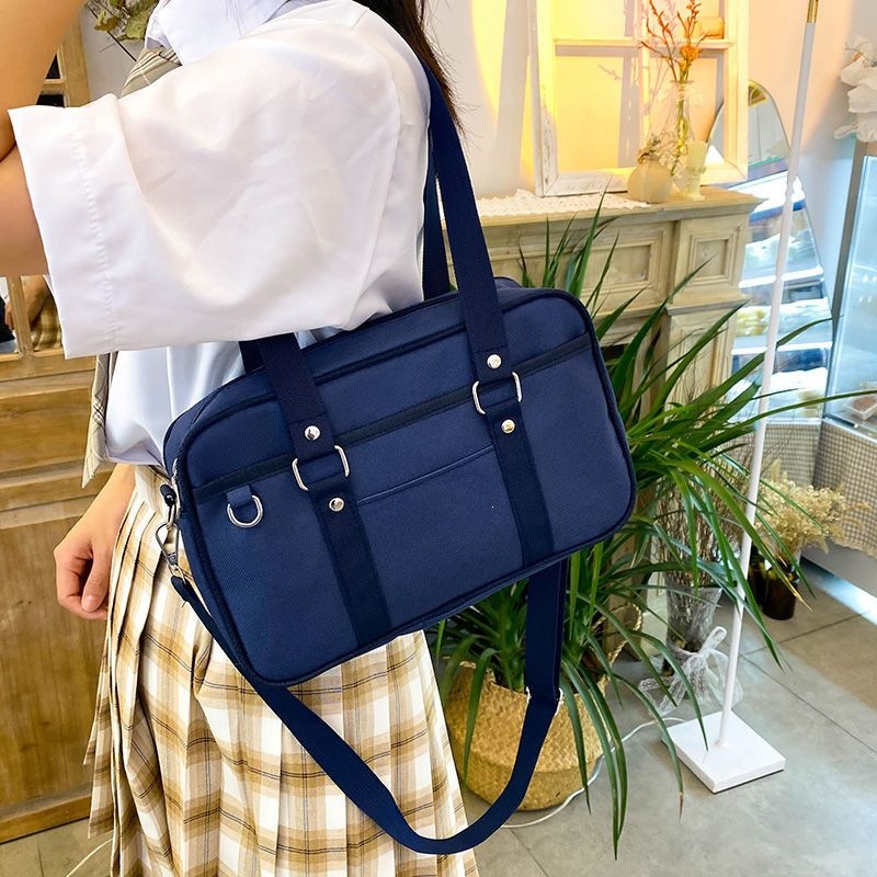 JK uniform bag for female students, Japanese-style canvas campus shoulder bag, Lolita bag, solid color crossbody bag, commuter bag