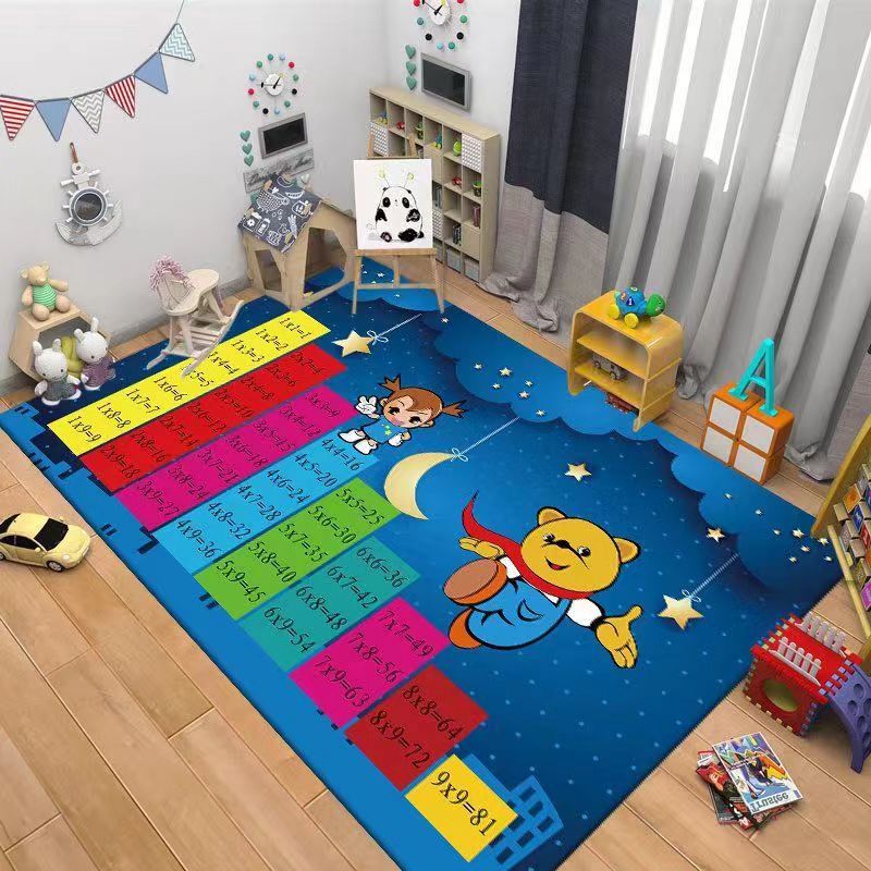 跨境兒童益智地墊水晶絨客廳茶几裝飾毯臥室床邊地毯