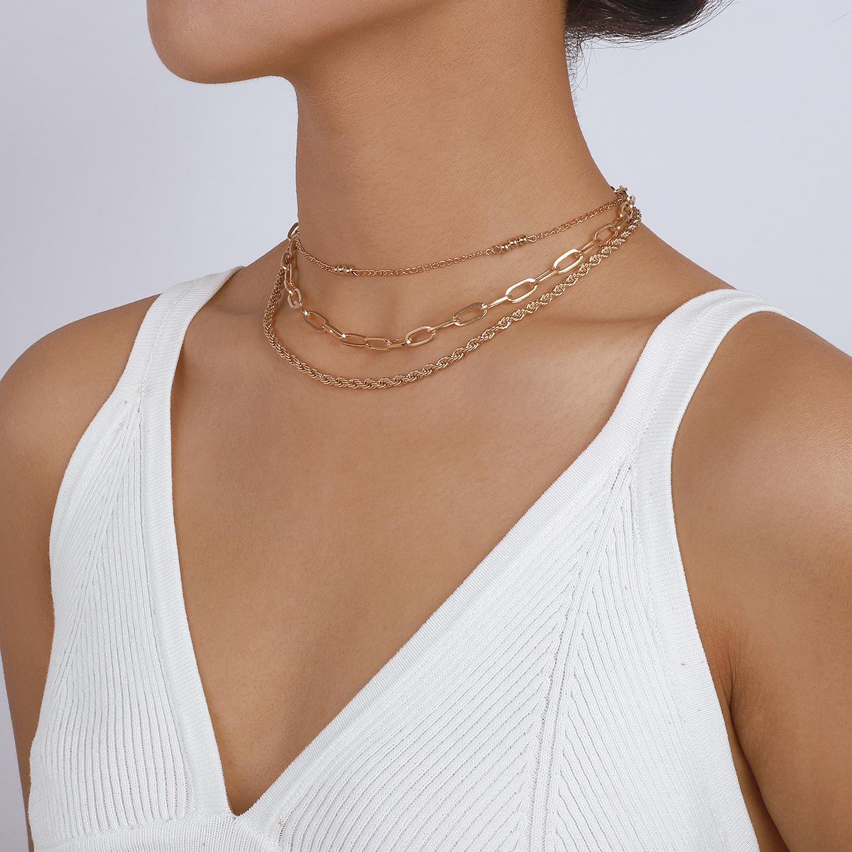 Fashion Twist Iron Beaded Plating Womenu0027S Layered Necklaces 1 Piece