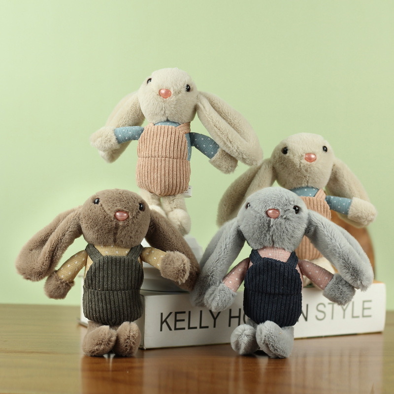 Cute Strap Rabbit Plush Toy Rabbit Doll Clothing Bag Hanging Pink Rabbit Keychain Small Pendant