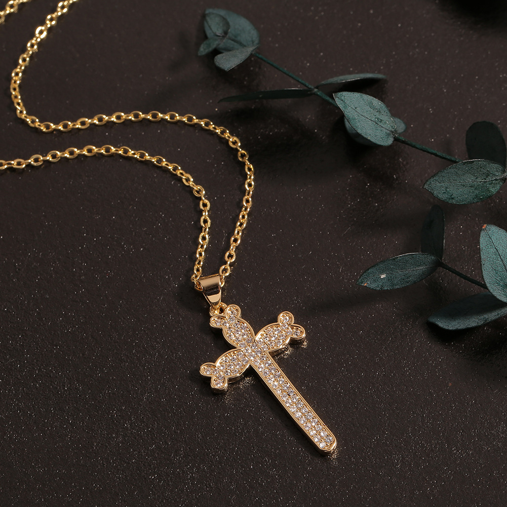 Simple Jewelry Copper Inlaid Zircon Cross Hundred Matching Ornaments Cross-border Necklace display picture 3