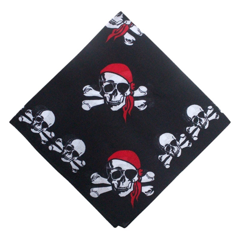 Europe and the United States cross-border cotton square one-eyed Red Hat pirate skull export West Coast headscarf hot spot wholesale