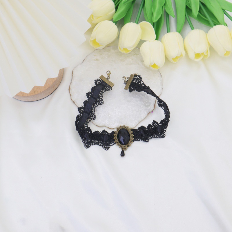 Cross-border para diseño misterioso collar de encaje de cristal de dama collar de diamante joyas de cadena de clavículas