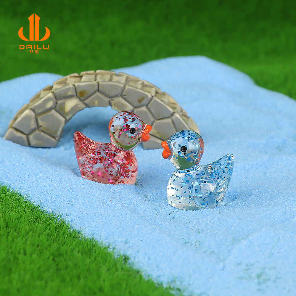 Micro-Landscape Cute Fine Glitter Little Yellow Duck Doll Pendant Landscaping Resin Decoration Accessories Mini Small Ornaments
