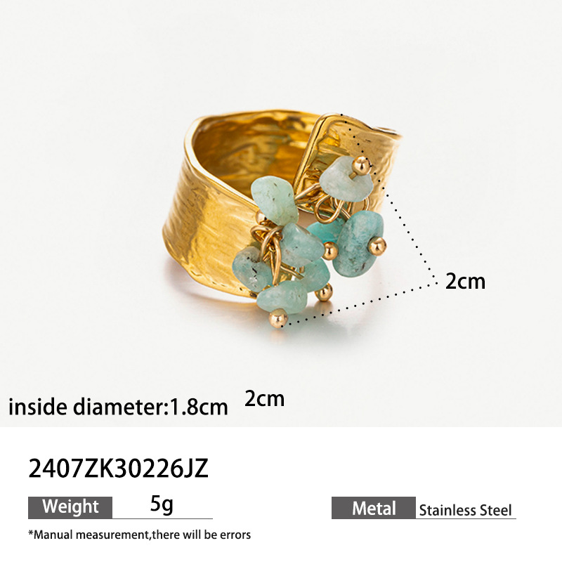 Anillos de piedra natural de acero inoxidable de alta calidad no se desvanecen anillos de acero de titanio joyerías transfronterizas
