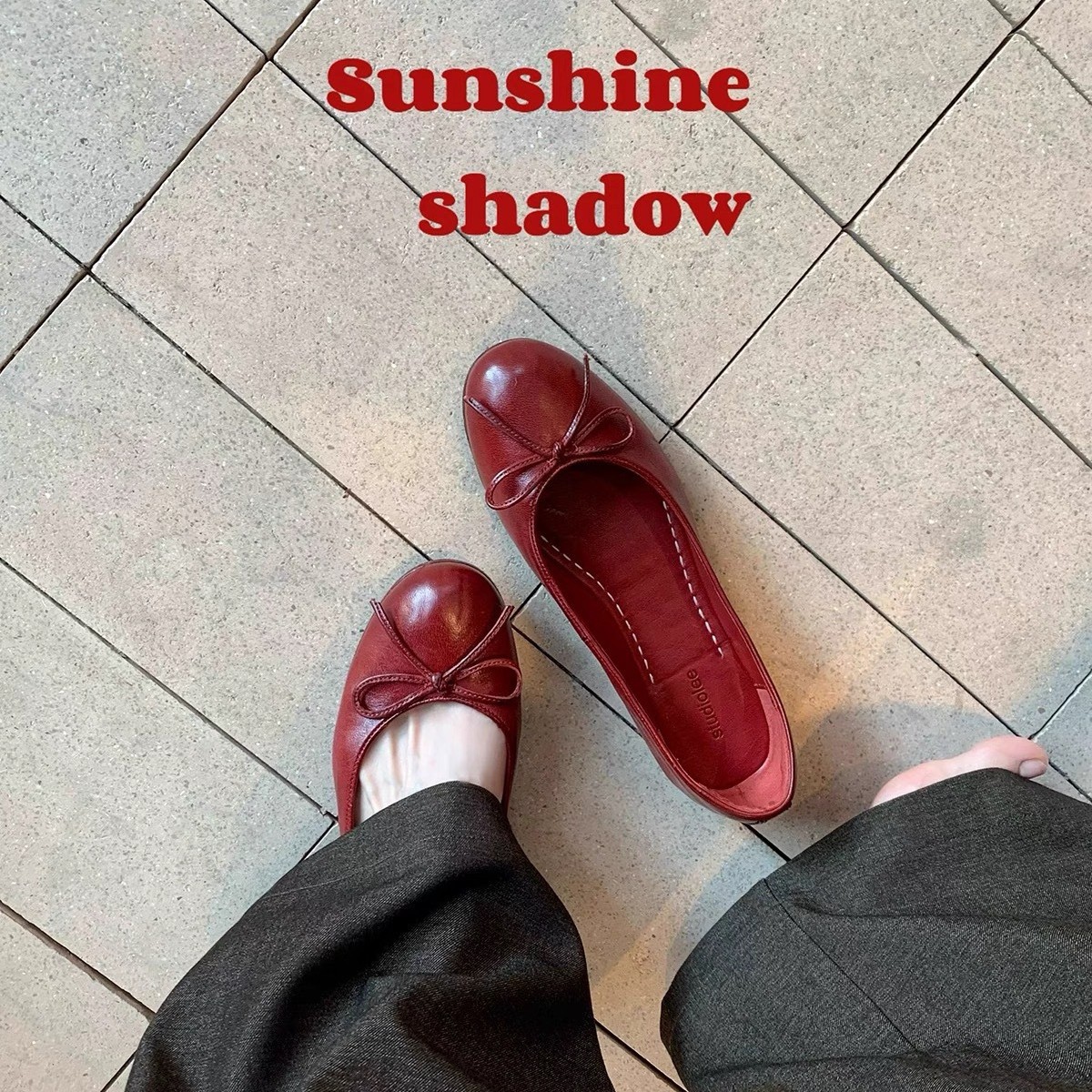 Super Soft Washed Horsehide Women's Shoes French Retro Bow Shallow Mouth Flats Versatile Ballet Flats