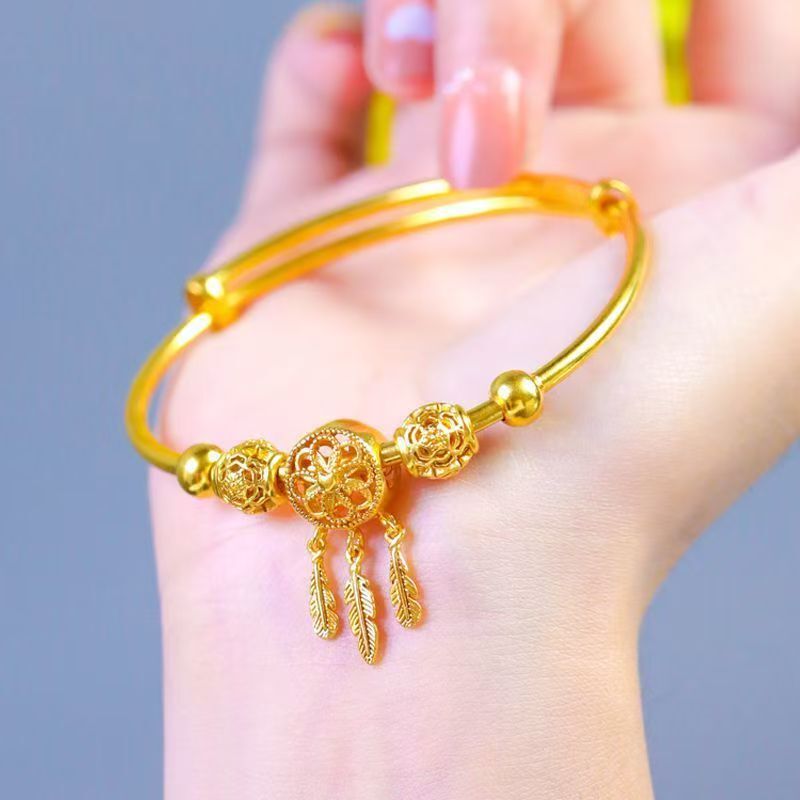 【High Quality】Dreamcatcher Sand Gold Bracelet for Women, Internet Celebrity Popular Style, Simple Minimalist Push-Pull Bracelet, Versatile